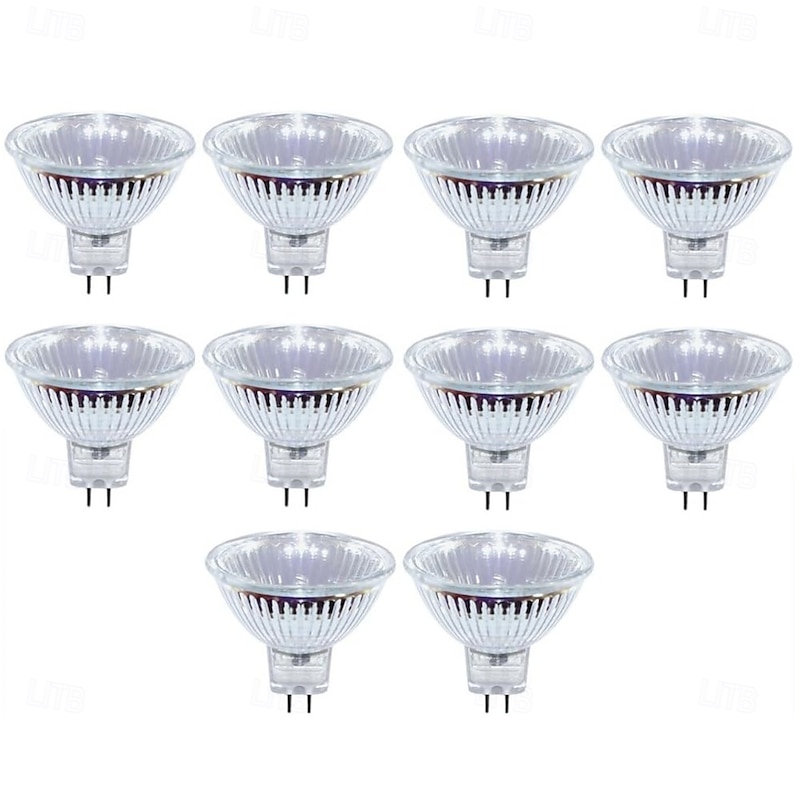 MR16 Halogen Bulb 50W 12V Dimmable – GU5.3 Bi-Pin Base Spotlight 2700K Warm White for Landscape and Track Lighting 10pcs
