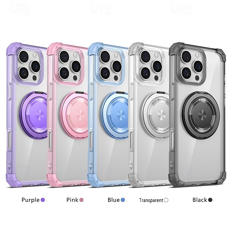 Phone Case For iPhone 16 15 14 Pro Max Plus 13 12 Pro Max Back Cover with Stand Holder Magnetic Shockproof Retro PC