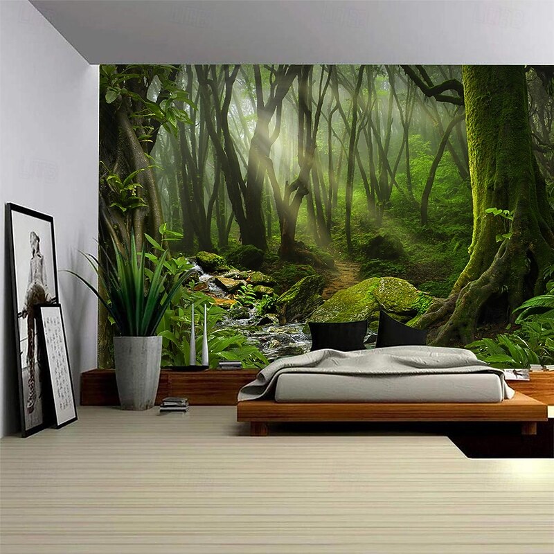 Landscape Forest Trees Hanging Tapestry Wall Art Large Tapestry Mural Decor Photograph Backdrop Blanket Curtain Home Bedroom Living Room Decoration