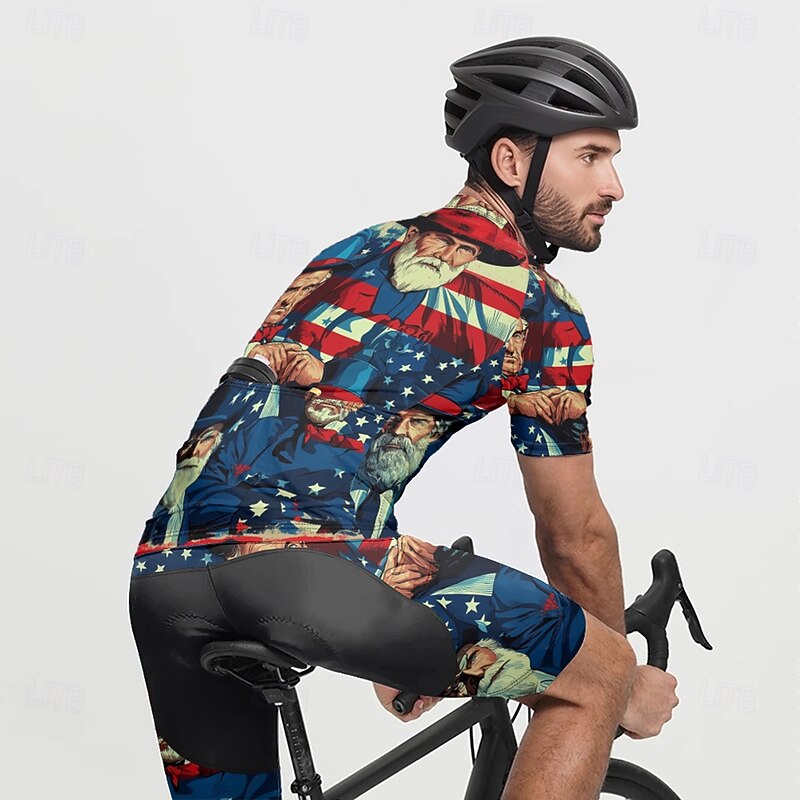 Men's Cycling Jersey National Flag Short Sleeve Bike Tee Tshirt Jersey with 3 Rear Pockets Mountain Bike MTB Quick Dry Anatomic Design Wicking Breathable Sports Blue Clothing Apparel4