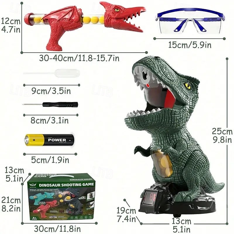 Dinosaur Shooting Toy Dinosaur Toys For Kids 5-7 2 Air Pump Guns And 24 Foam Bullets Hand-Eye Coordination Exercise Toys Giftsfor Kids 4 5 6 7 8 9 Fun Athletic Toys3