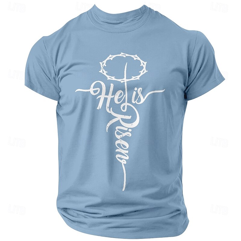 Easter Men's Jesus T Shirt 100% Cotton Short Sleeve Graphic Shirt Black White Deep Blue Comfortable Tee Vacation Street Fashion Designer Clothing2