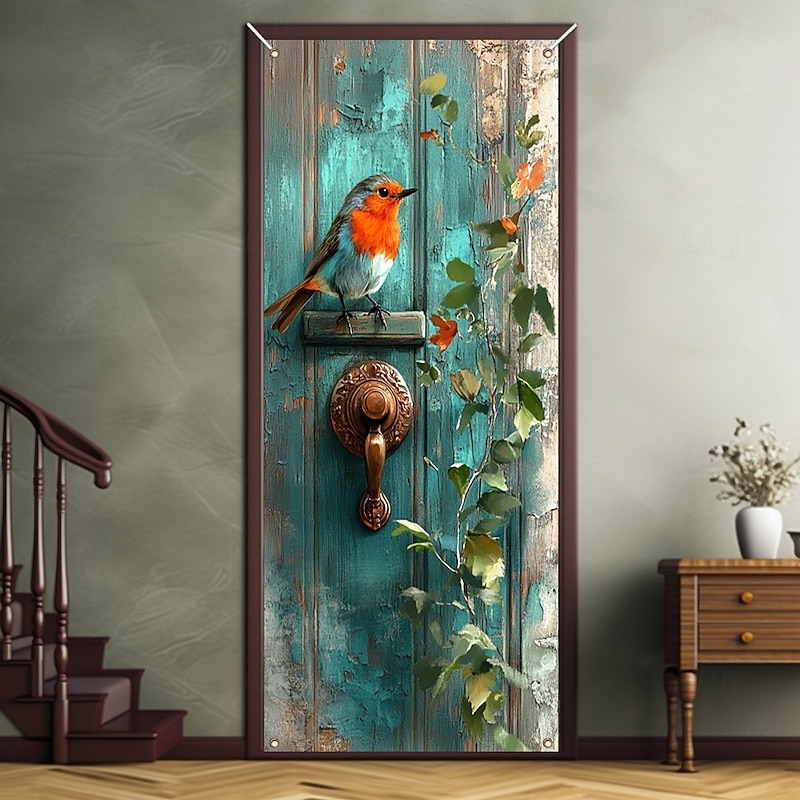 Spring Bird Door Decorations Door Covers Door Tapestry Door Curtain Decoration Backdrop Indoor/Outdoor Door Banner for Front Door Farmhouse3