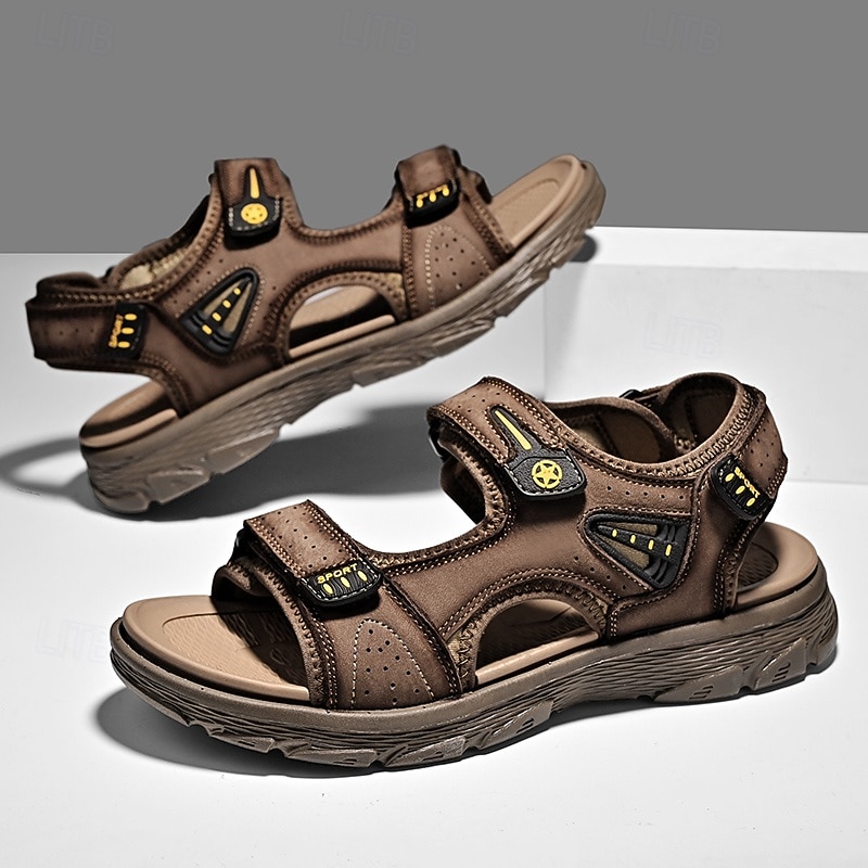 Men's Brown Sport Sandals with Adjustable Velcro Straps, Breathable Design and Durable Sole for Outdoor, Hiking and Casual Summer Wear4