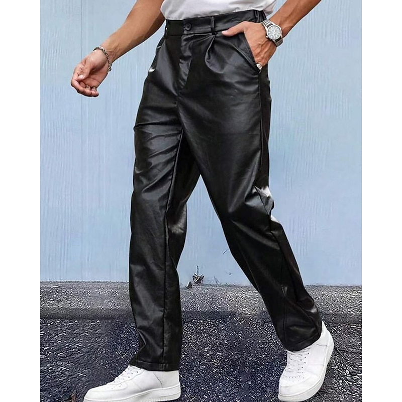 Men's Trousers Casual Pants Lederhosen Pocket Plain Comfort Outdoor Daily Fashion Casual Black Micro-elastic4
