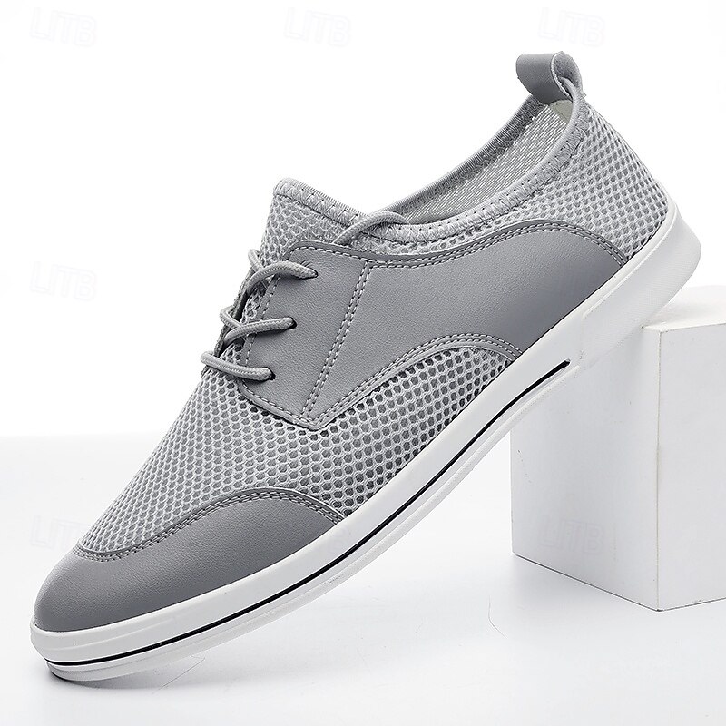 Men's Lightweight Breathable Mesh Lace-Up Sneakers – Casual Walking Shoes with Airy Design for Summer, Travel & Everyday Comfort