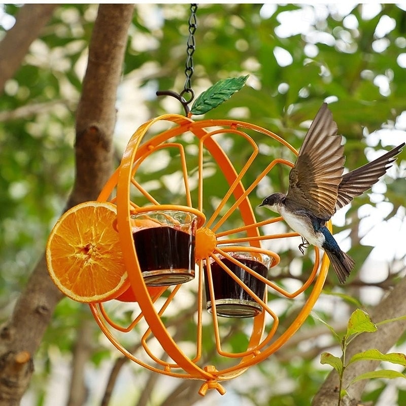 Oriole Bird Feeder for Outdoors Jelly and Oranges, Orange Fruit Oriole Jelly Bird Feeder, Outdoor Garden Metal Hanging Drinking Grape Jelly Container Hummingbird Feeder4
