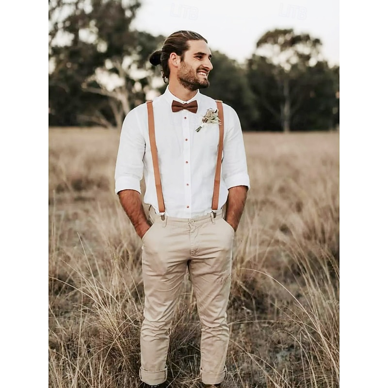 Men's Leather Suspender Set – Adjustable Y-Back Suspenders with Clips – Elegant Fashion for Weddings, Formal Events and Daily Wear3