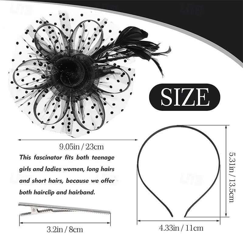 Fascinators Hats for Women Kentucky Derby Tea Party Hat Wedding Mesh Ribbons Cocktail Fancy Flower Feathers Fascinator Clip2