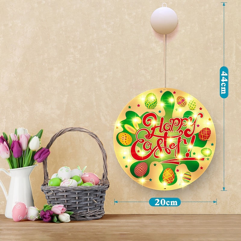 Easter Bunny Egg Suction Cup Showcase Light Battery Operated Festive Decoration for Easter Dinner Parties3