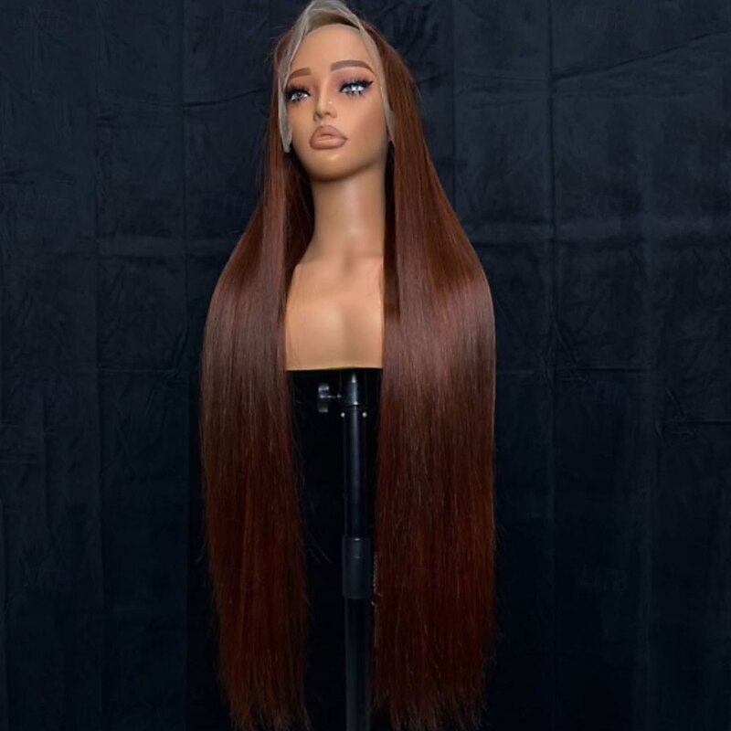 Human Hair 5x5 Closure 13x4 Lace Front Wig Free Part Brazilian Hair Straight Brown Wig 130% 150% Density 100% Virgin Glueless Pre-Plucked For Women Long Human Hair Lace Wig2