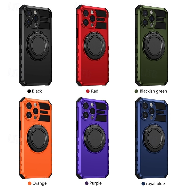 Phone Case For iPhone 16 15 14 Pro Max Plus 13 12 11 Pro Max Back Cover with Stand Holder Magnetic Shockproof Retro PC