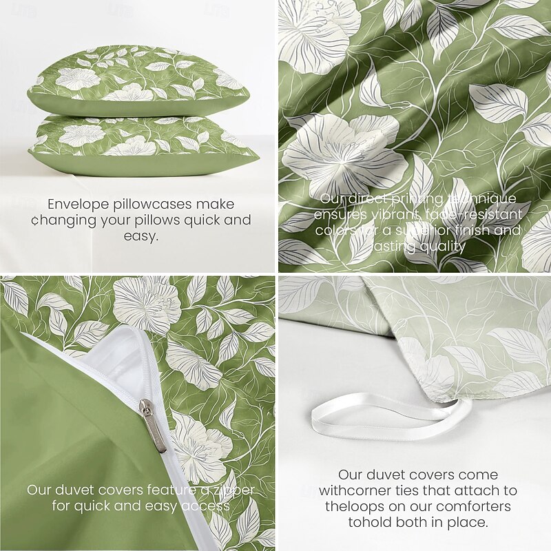 Floral Pattern Duvet Cover Set Comforter Set Soft 3-Piece Luxury Cotton Bedding Set Home Decor Gift King Queen Full Sizehree Piece Set4