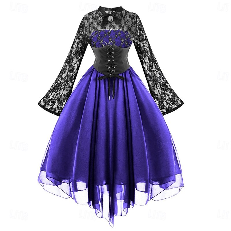 Retro Vintage Punk & Gothic Dress Masquerade Witch Lace Fancy Dress Women's Fantasy Steampunk Walpurgis Night Halloween Carnival Masquerade Halloween Event / Party Adults' Dress2