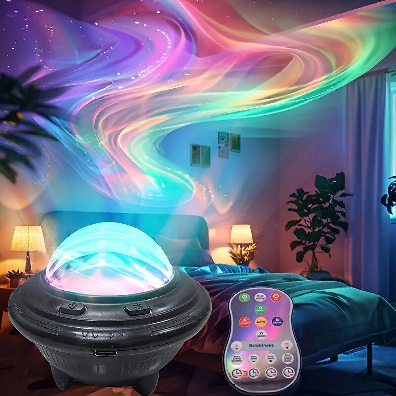 Northern Lights USB Atmosphere Projector Light with Remote-Controlled Starry Sky Projection for Romantic Indoor Rooms and Photography Backgrounds2