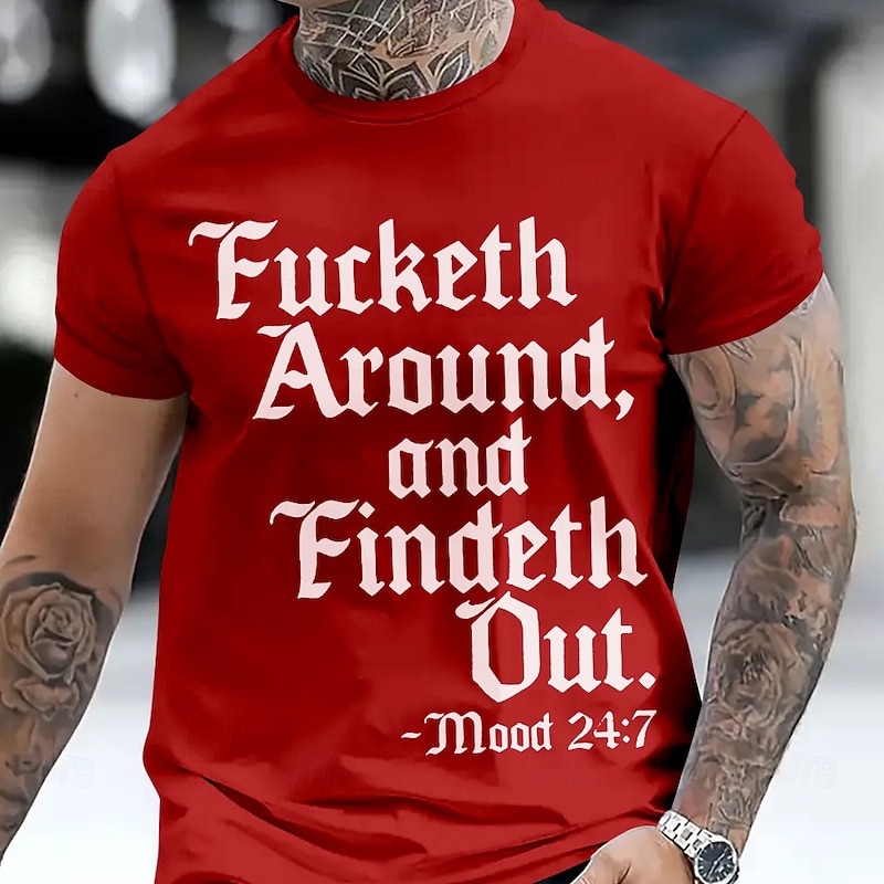 Men's Funny Slang T Shirt 100% Cotton Short Sleeve Graphic Shirt Black Red Army Green Comfortable Tee Vacation Street Fashion Designer Clothing2