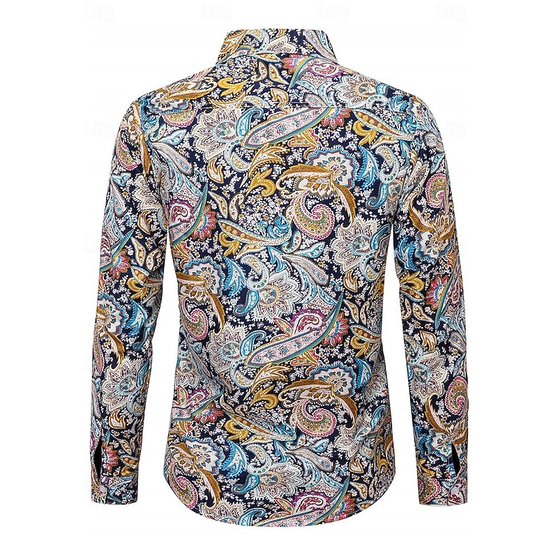 Retro Vintage 1970s Shirt Hippie Paisley Fancy Dress Men's Party Daily Wear Pride Parade Adults' Shirt2