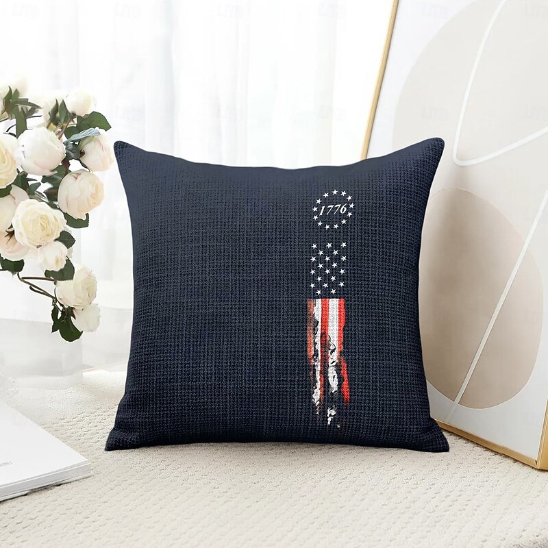 American Vintage Decorative Toss Pillows Cover 1PC Soft Square Couch Cushion Case Pillowcase for Bedroom Livingroom Sofa Chair 4th of July Independence Day3