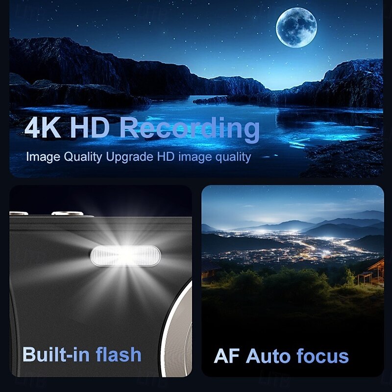 Auto Focus 64MP 4K Face Detection 2.4-inch 18X Zoom 650mah Rechargeable Battery Pocket Cinema Digital Compact Video Cameras2