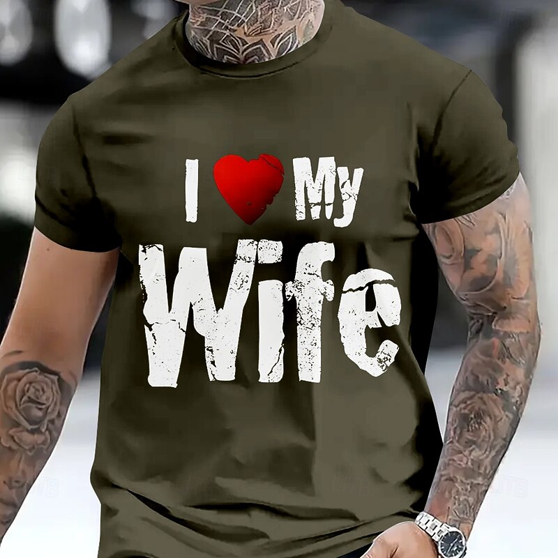 Men's Love Wife T Shirt 100% Cotton Short Sleeve Graphic Shirt Black Army Green Dark Blue Comfortable Tee Vacation Street Fashion Designer Clothing2