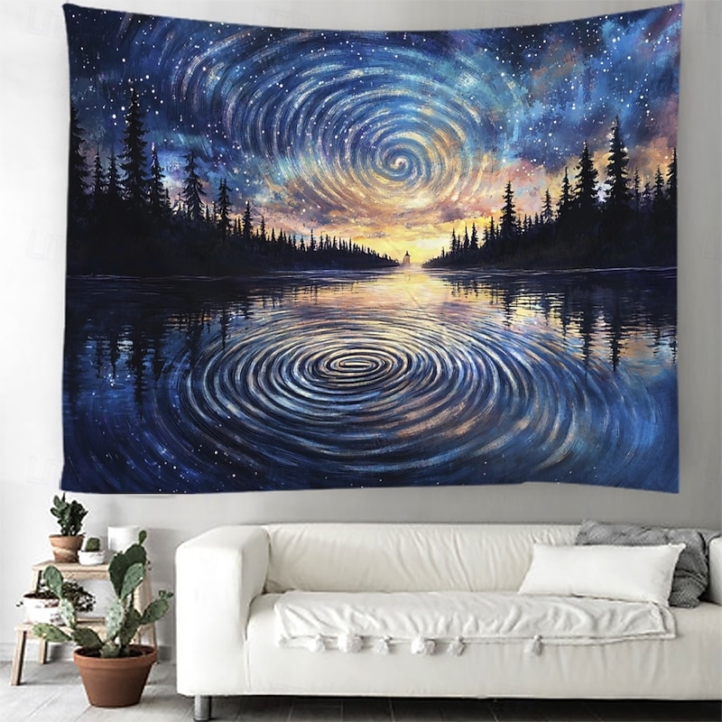 Fingerprint Landscape Hanging Tapestry Wall Art Large Tapestry Mural Decor Photograph Backdrop Blanket Curtain Home Bedroom Living Room Decoration4