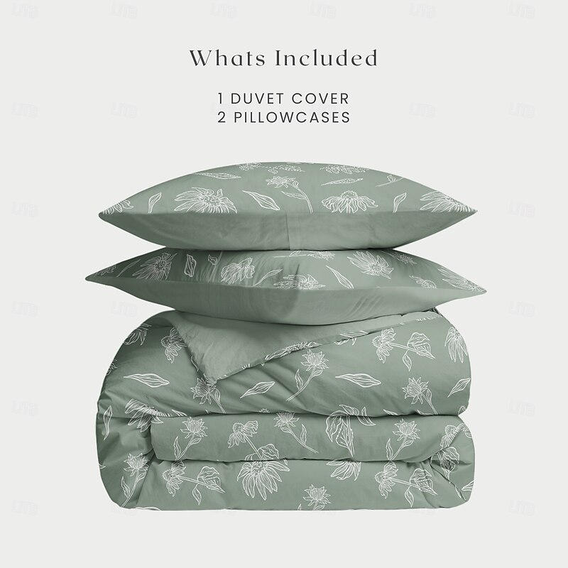 Floral Pattern Duvet Cover Full Size Bedding Set Bed Sets Quilt Cover Soft Lightweight Comforter Cover with 2 Pillowcases for Summer Spring3