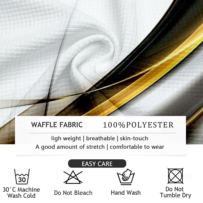 Men's Geometic Line Waffle Polo Shirts Short Sleeve Polo Shirts Collared Shirts Business Casual Outdoor Street Dailywear Athleisure Buttons 3D Print Summer White3