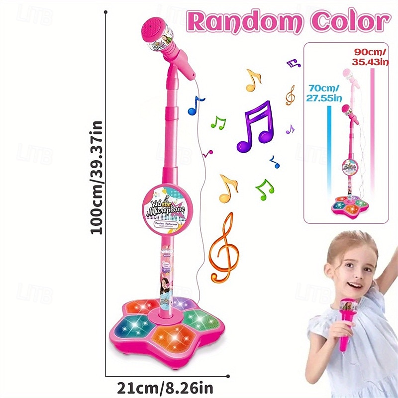 Kids Karaoke Microphone Toys--Children's Microphone Amplification Music Children's Microphone with Stand Simulation Stand up Karaoke Children Singing toys.4
