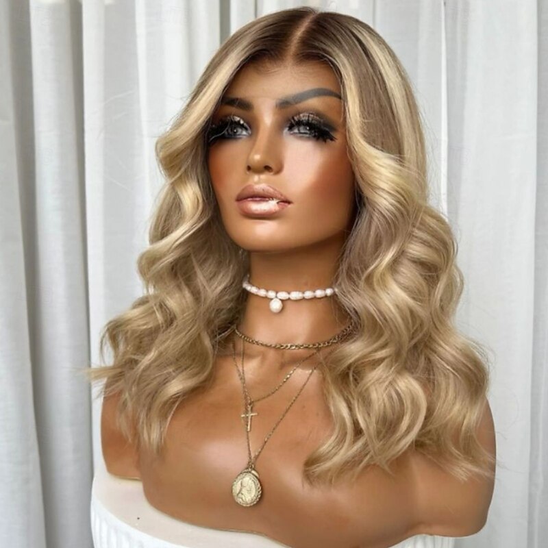 Unprocessed Virgin Hair 5x5 Closure 13x4 Lace Front Wig Short Bob Vietnamese Hair Wavy Blonde Multi-color Wig 130% 150% Density with Baby Hair Ombre Hair Highlighted / Balayage Hair Glueless For Women4