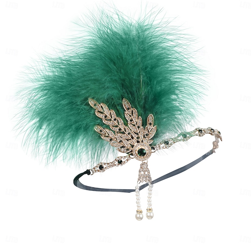 Roaring 20s 1920s Flapper Headband The Great Gatsby Charleston Feather Leaf Art Deco Fancy Dress Women's Christmas New Year Valentine's Day Party Prom Bachelorette Party Adults' Headwear3