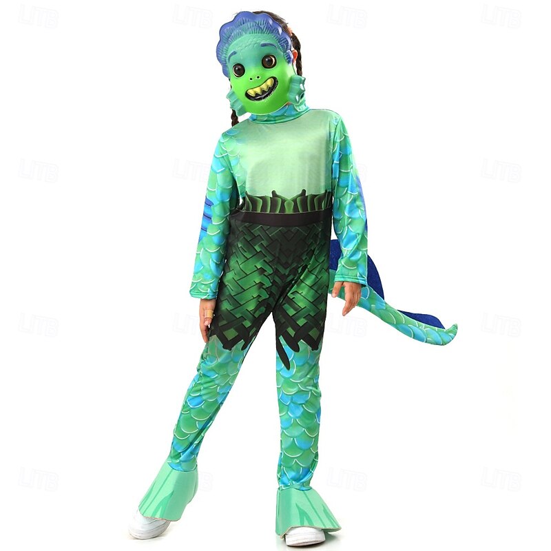 Luca  Cosplay Cosplay Costume Jumpsuit Cosplay Movie Cosplay for Boys Girls' Kid's Carnival Masquerade Event / Party Masquerade2