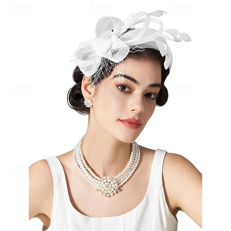 Fascinators Headband with Feather, Women's Tea Party Hat for Kentucky Derby, Cocktail, Wedding, Fancy Dress Party2