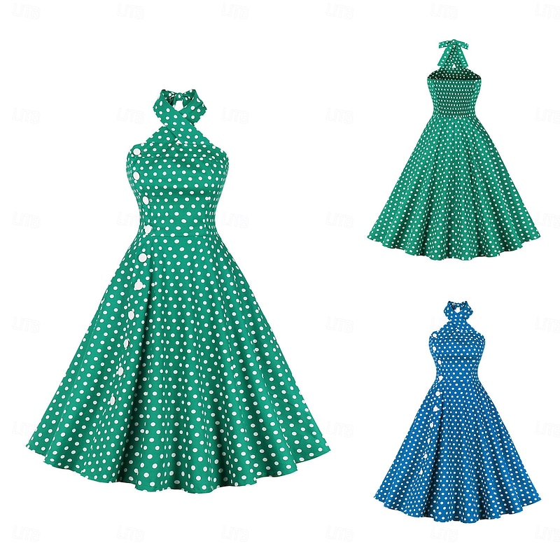 Retro Vintage 1950s Dress Swing Dress Polka Dot Fancy Dress Women's Carnival Masquerade Daily Wear Bachelorette Party Adults' Dress Homecoming Dresses