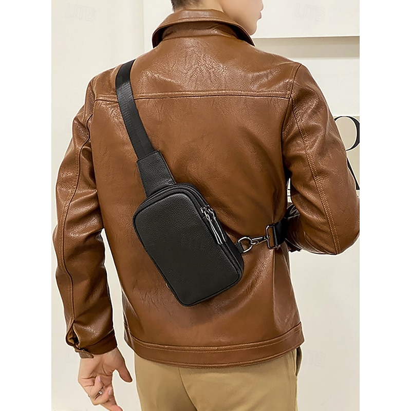 Black Crocodile-Embossed Leather Crossbody Bag for Men – Compact Sling Bag with Adjustable Strap for Everyday Use2