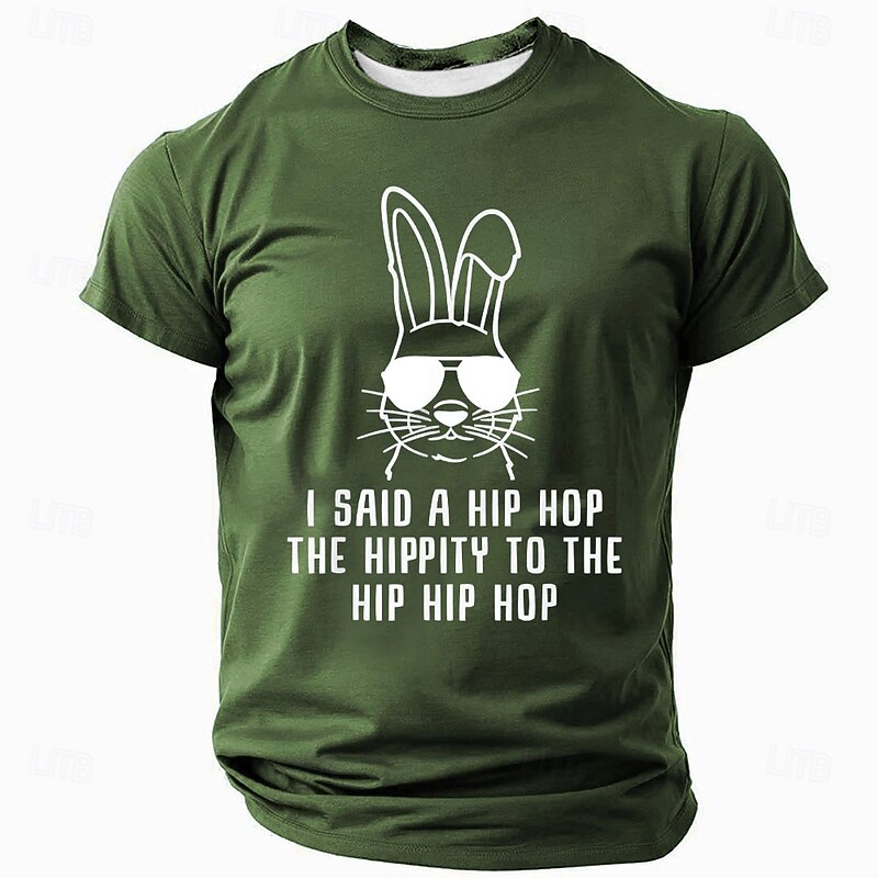 Easter Men's Rabbit Hip Hop T Shirt Short Sleeve T shirt 3D Print Crew Neck Shirt Designer Casual Party Holiday Black Blue Green Summer Spring Clothing Apparel S M L XL XXL XXXL
