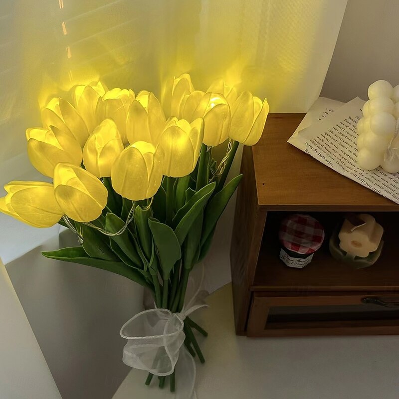 10pcs Tulip Lamp, Ambient Sense Table Lamp, LED Simulation Bouquet Night Light, Room Decoration Bouquet Table Lamp, Hand Bouquet Lamp3