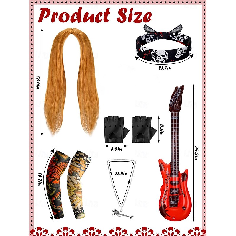 Retro Vintage 1980s Fancy Cosplay Costume Outfits Cosplay Wigs Pop Star Rocker Fancy Dress Women's Masquerade Party Pride Parade Pride Month Adults' Sleeves Gloves More Accessories3