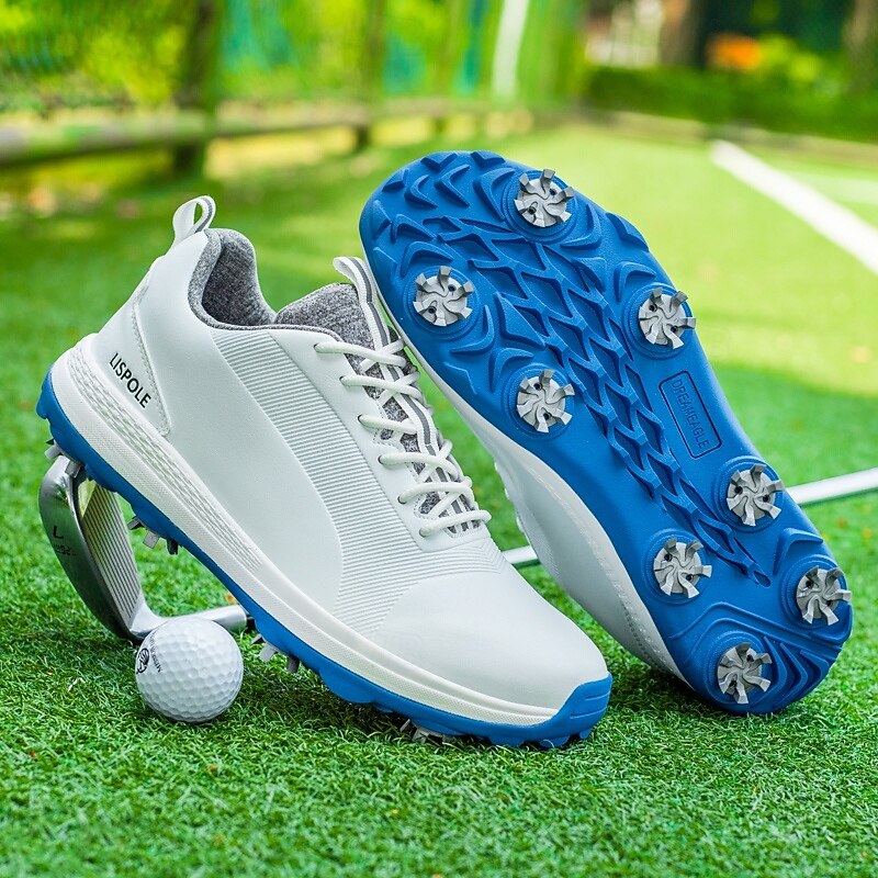 Men's Black and White Golf Shoes with Spiked Sole, Breathable Upper, and Lightweight Design for Comfort and Support on the Golf Course2
