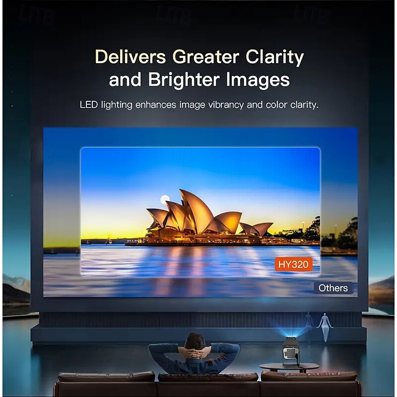 1080P Intelligent Vision Projector 1080P HD 400 ANSI Brightness for Android 11.0 Dual WIFI Bands 180 Rotatable for Home Theater and Outdoor Use2