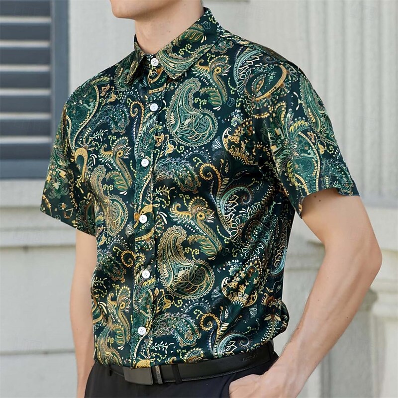 Retro Vintage 1970s Shirt Aloha Shirt Hippie Paisley Fancy Dress Men's Vacation Party Pride Parade Adults' Shirt2