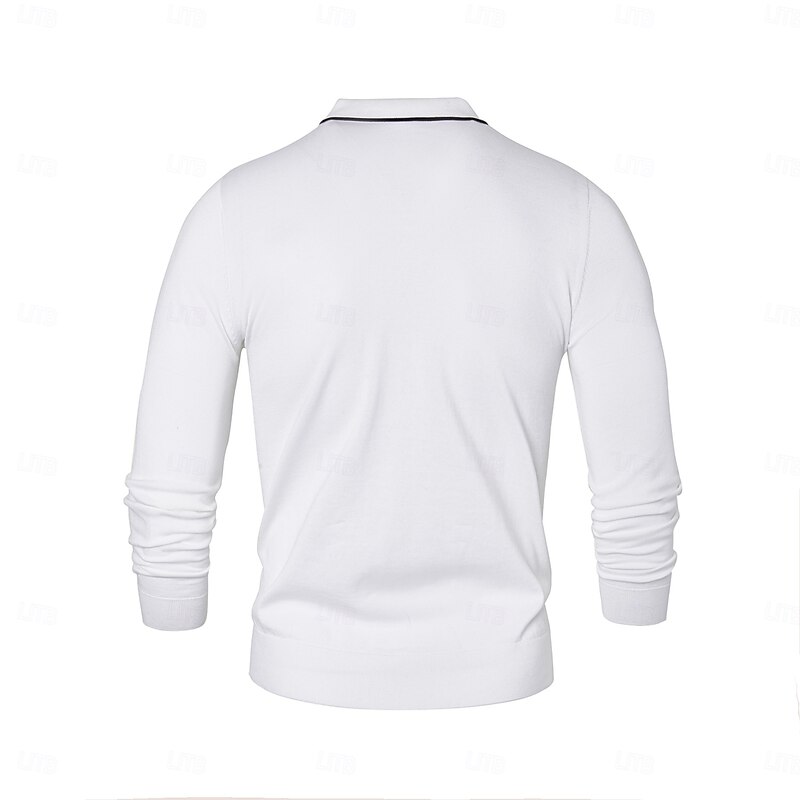 Men's Linen Silk Cotton  Quarter Zip Pullover Sweater Knit Half Zip Knitwear Elegant Home Dailywear Clothing Apparel Fall Winter Black White S M L4