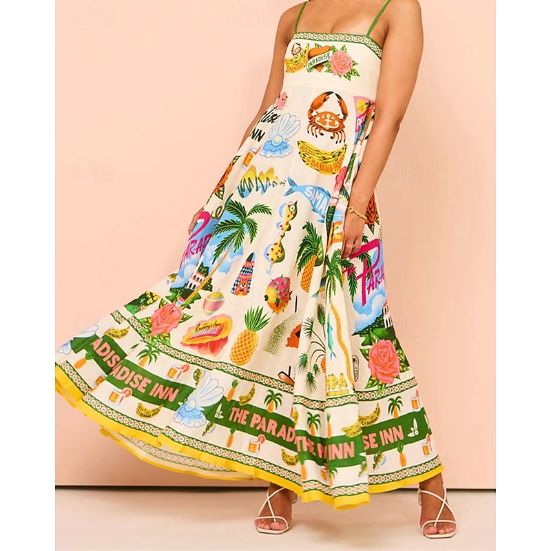 Women's Long Dress Maxi Dress Casual Dress Summer Dress Slip Dress Fashion Outdoor Holiday Date Regular Fit Tree Sleeveless Spaghetti Strap Green Summer Spring4