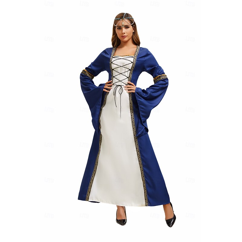 Retro Vintage Medieval Dress Bell Sleeve Puff Sleeve Viking Elven Fancy Dress Women's Celtic Fantasy Halloween Carnival Masquerade Casual Daily LARP Adults' Dress All Seasons2