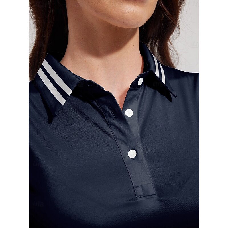 Women's Golf Polo Shirt Navy Blue Short Sleeve Top Ladies Golf Attire Clothes Outfits Wear Apparel3