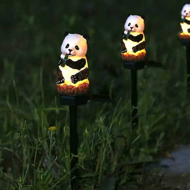 2pcs Panda and Owl Solar Garden Lights – LED Resin Crafts for Outdoor Pathway, Lawn and Holiday Landscape Decoration4
