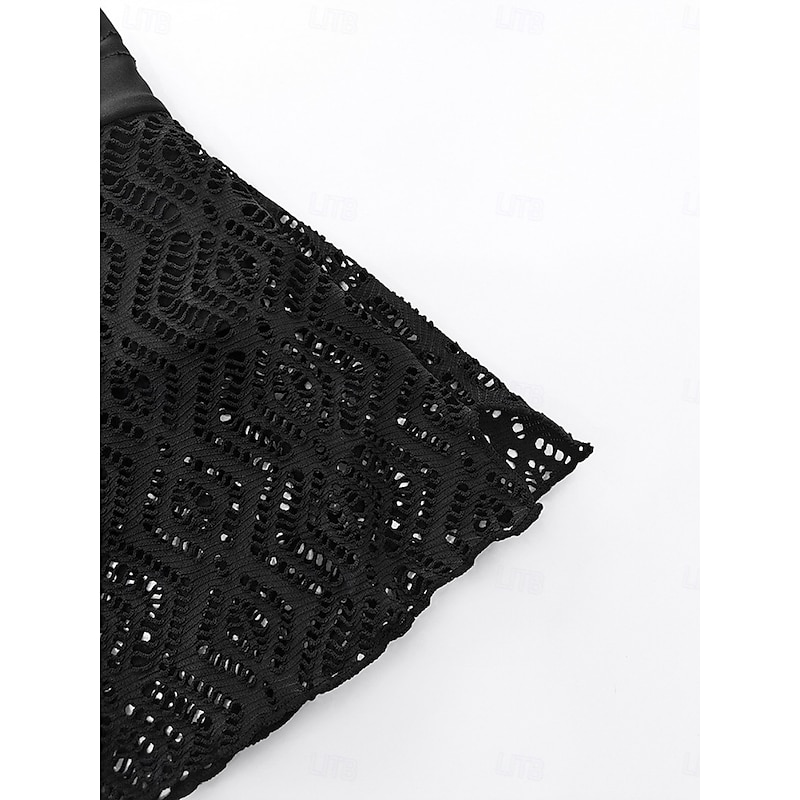 Women's Swimwear Stretchy Boxer Shorts Swimsuit Mesh High Waist Vacation Beach Wear Solid Color Sleeveless Bathing Suits4