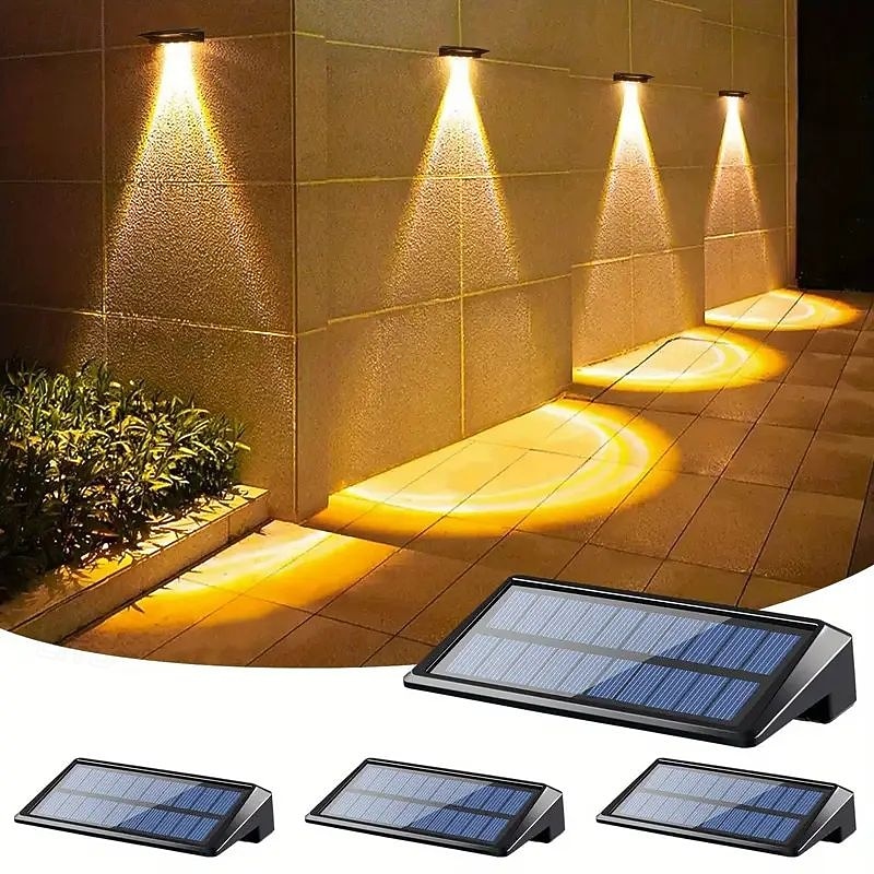 2/4Pcs Solar LED Fence Lights – Outdoor IP65 Waterproof Wall Lights for Fence Post, Deck, Railing, Pool Step, Garden, Patio Yard Lighting Warm White