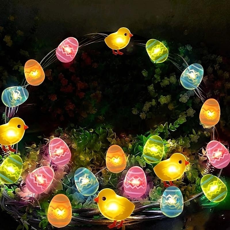3M-30Leds Easter egg bunny copper wire light string AAA battery box power supply indoor party dinner festive atmosphere decoration light string