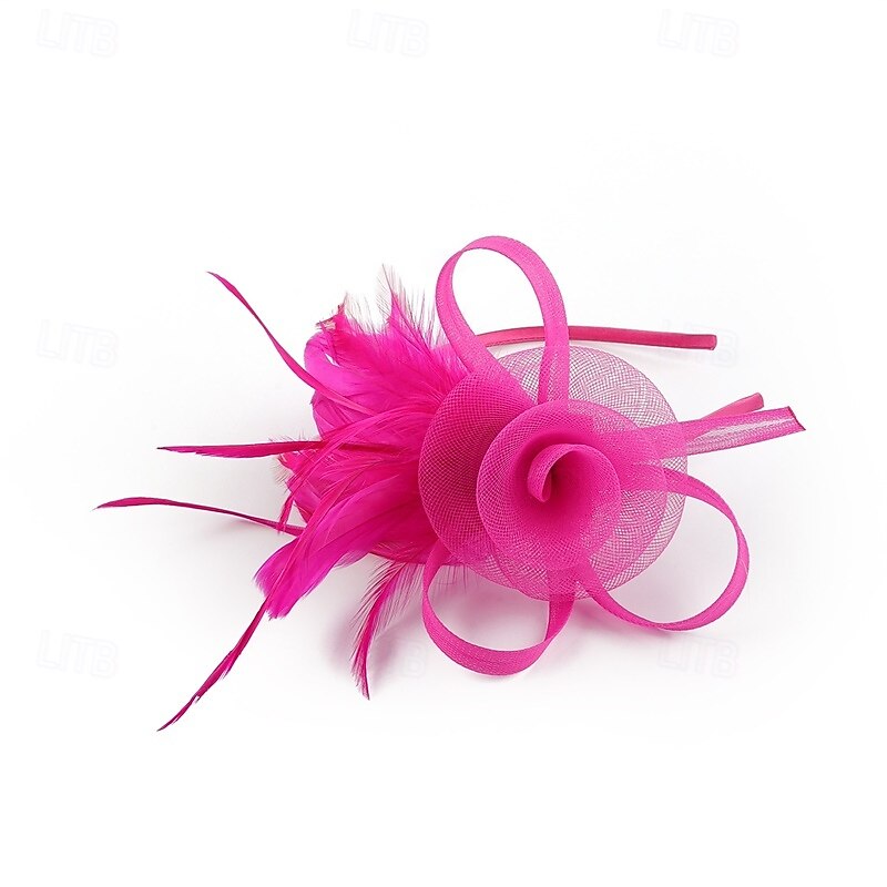 Headdress Tulle Feather Wedding Tea Party Cocktail Elegant Vintage Cute With Feather Headpiece Headwear4