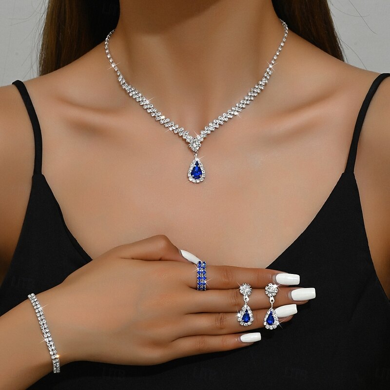Bridal Jewelry Sets One-piece Suit Acrylic Rings 1 Bracelet Earrings Necklace Women's Stylish Luxury Cute Fancy Joy Geometric Jewelry Set For Party Evening Wear4